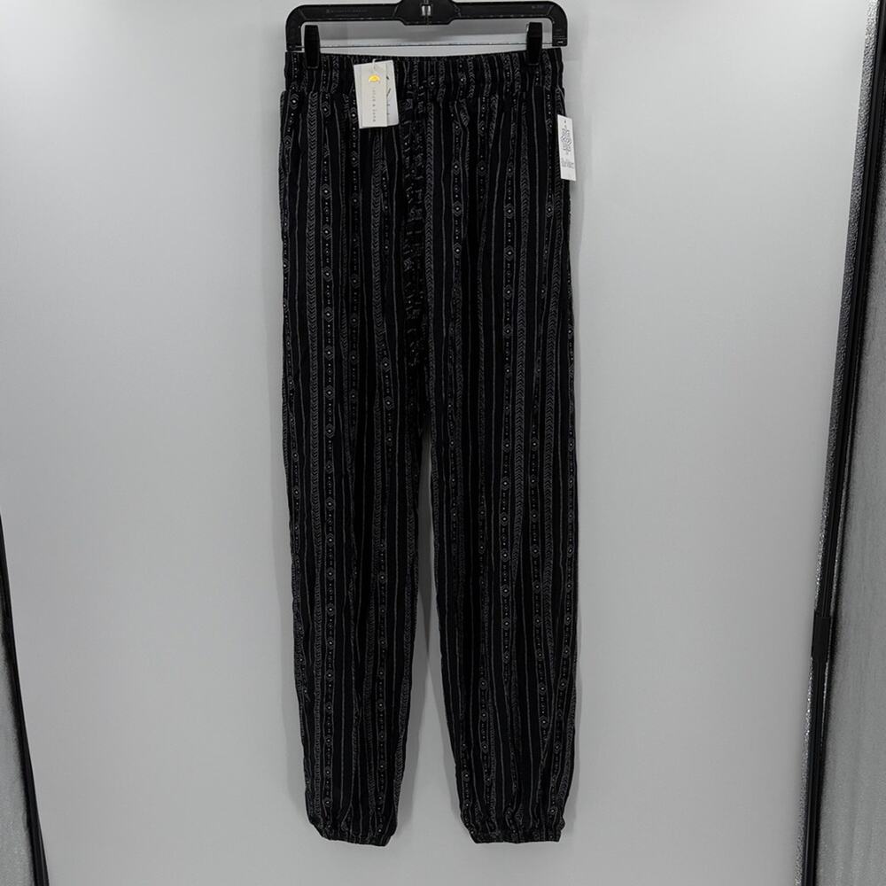 Lotus & Luna Women's Akha Tribal Jogger Harem Pants - Black/White - Small - NWT